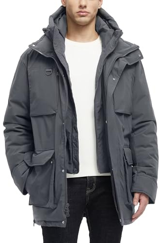 Rejork Men's Long Winter Parka Jackets Waterproof Snow Warm Coats