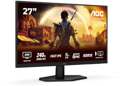 AOC Gaming Q27G42ZE - 27 inch Quad HD gaming monitor, 240 Hz, 1 ms, G-Sync comp., HDR10 (2560x1440) black-red
