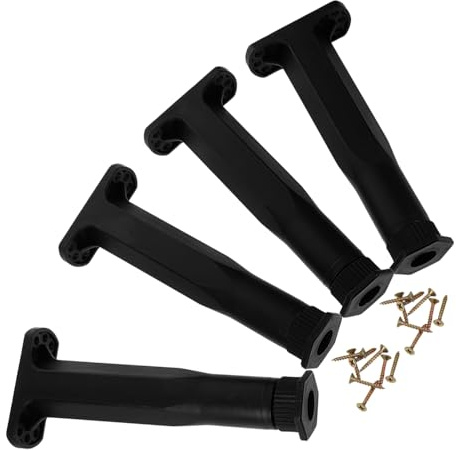 WHAMVOX 4 Piezas Pies de soporte de ajuste de muebles pata de soporte de la viga de la cama pie de apoyo ajustable el plastico Negro