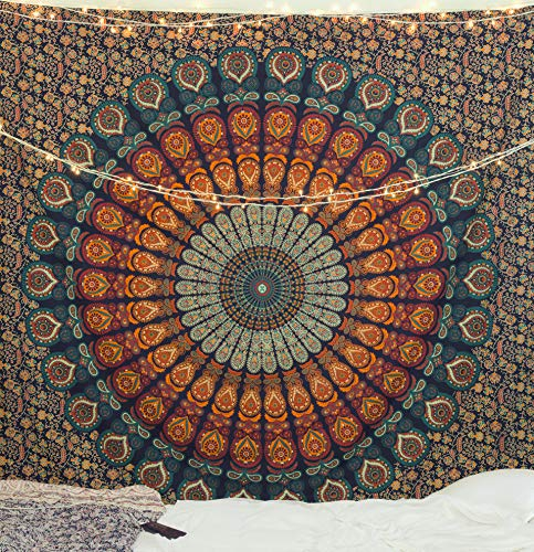Popular Handicrafts Hippie Mandala Bohemian Psychedelic Intricate Floral Design Indian Magical Thinking Tapisserie 215 x 230 cm Neavy Blue