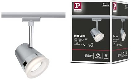 Paulmann 97613 Cone URail Individual spot GU10 max. 10W dimmable 230V Chrome matt, Chrome Rail System – Choose Any lamp