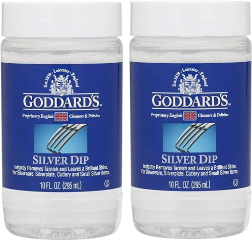 Goddard's Silver Dip Cleaner 2 Pack (295ml Each) – Instantly Removes Tarnish – Cleans, Shines & Protects – Silver Dip for Silverware, Cutlery, Jewelry, Coins, Flatware, Silverplate – Easy to Use