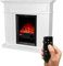 Camino Elettrico Savannah 2000W con Mobile in Legno, Design Retrò - Caminetto Bianco da Terra, Silenzioso, Riscaldamento Regolabile, Garanzia IT