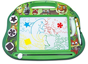 Lexibook Magische magnetische Tiermotiven-Zeichentafel, Magnettafel für Kinder, künstlerisches kreatives Spielzeug für Mädchen und Jungen, Stift und Magnete, Grün, CRANX550