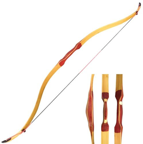 ZSHJGJR Traditioneller Langbogen Handgefertigt Recurvebogen Jagd Bogen 15-50lbs Bogenschießen Reiterbogen Sportbogen Erwachsene Holzbogen zum Jagen und Schießen (Typ 1, 40lbs)