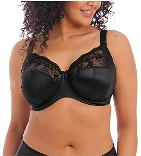 Elomi Women's Morgan Underwire Banded Stretch Lace Full Coverage Bra, Black, 36 GG UK