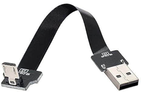 Cablecc Abgewinkelter USB 2.0 Typ-A-Stecker auf Micro-USB 5-poliger Stecker, flach, flach, FPC-Kabel für FPV & Disk & Telefon, 20 cm