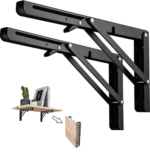 Klappkonsole Schwerlast 200mm, Klappscharnier Schwerlast 2 Stück Tisch Wand Klappkonsole Tragfähigkeit 50kg/110lb Klappscharnier Klappwinkel Platzsparend Klappbares Regal für Wandmontage