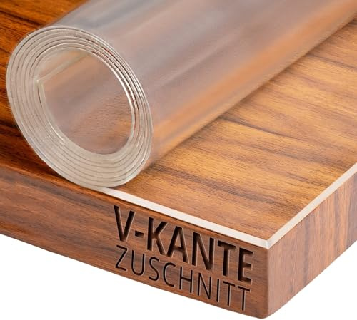 Transparent Tischfolie Schutzfolie Folie leicht mattiert Abgeschrägte V-Kante Eckig 60 x 100 cm Tischdecke Maschinenzuschnitt