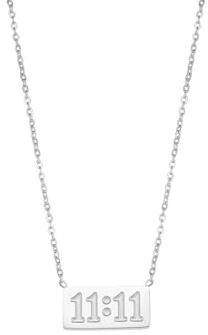 PAURO Womens Stainless Steel 11 11 Angel Number Necklace Charm Choker Numerology Jewellery Gift Silver