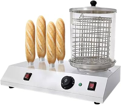 Máquina Comercial Para Hacer Perritos Calientes, Vaporizador De Salchichas De Acero Inoxidable De 458 W Con Calentador De Pan, Con 3 Brochetas De Acero Inoxidable, Control Inteligente De Temperatura