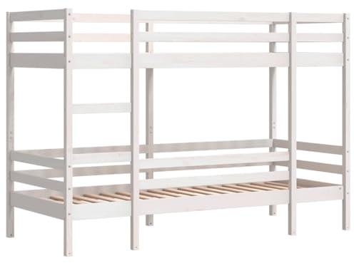 vidaXL Lit superposé Blanc 75x190 cm Bois de pin Massif, lit Mezzanine, Cadre de lit superposé, lit superposé en Bois, lit superposé pour Enfants