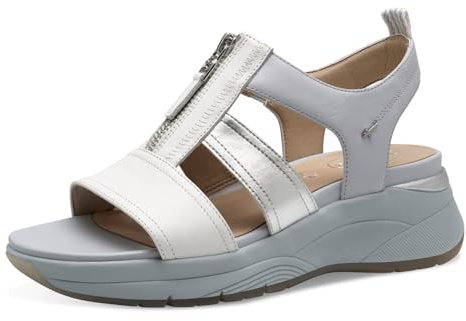 Tamaris Comfort sandali da donna bassi in pelle con cerniera, Multicolore (Lt Blue Comb), 37 EU