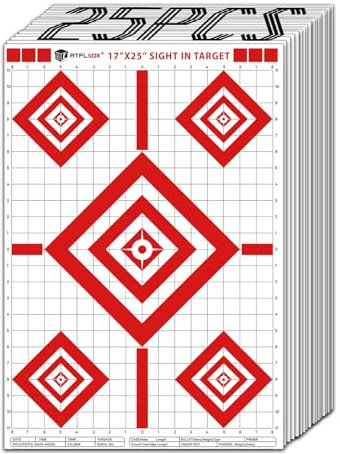 25 Fogli di bersaglio di carta per il tiro a segno, 43 x 63,5 cm, adatti a pistole, fucili, pistole a pallini, pistole ad aria compressa, fucili BB, Airsoft