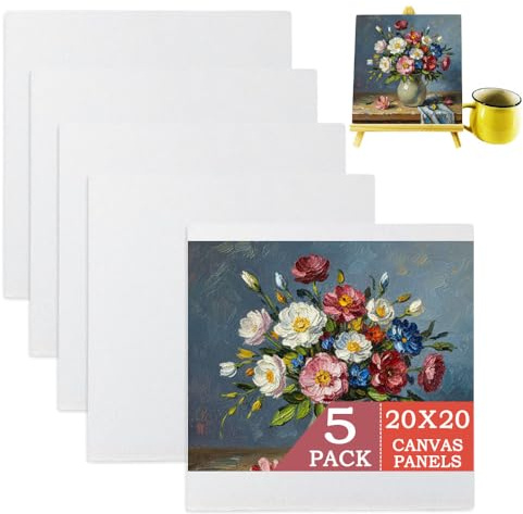 Belegao 5 Pack 20x20cm Canvas for Painting Blank Artist Cotton Board Small