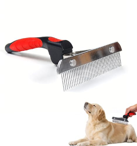 Fellwunder Bürste Hund, 2025 Edelstahl Unterfellbürste Mit Komfortgriff Hundebürste für Langhaar Hunde | Großartig Haustiere Fellbürste Für Labrador, Schäferhund, Golden Retriever (Stil A)