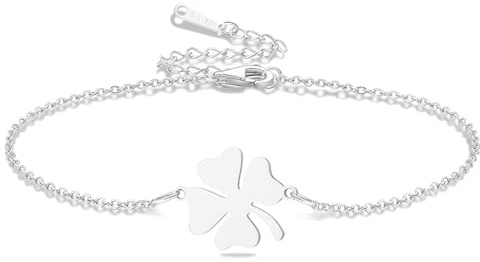 VASSAGO Pulsera de trébol de acero inoxidable para mujer, pulsera de trébol de cuatro hojas, pulseras de trébol de eslabones de la suerte, joyería de moda para mujer