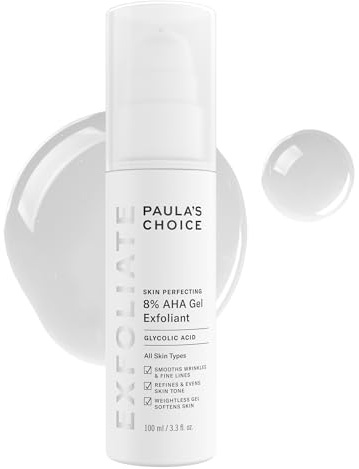 Paula's Choice SKIN PERFECTING 8% AHA Exfoliant, Gel Exfoliant with Glycolic Acid Chamomile & Green Tea, Leave On Gentle Face Exfoliator for All Skin Types, Fragrance- Free, 3.3oz
