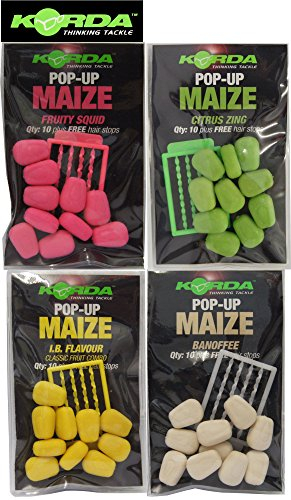 Korda Pop Up Maize, Banoffee Flavour, Artificial Bait, Buoyant Hookbait, Choice of Colours and Flavours