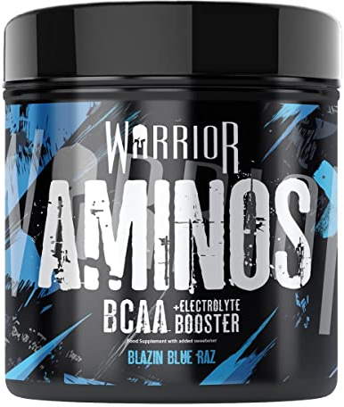 Warrior Aminos + Electrolyte Powder 360g - Amino Acid (BCAA) Hydration Formula for Performance & Recovery - Supplement for Intra or Post Workout - 30 Servings (Blazin Blue Raz)
