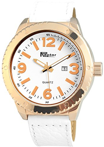 Raptor Herren-Uhr Oberseite Echtleder Luminazeiger Datum Analog Quarz RA20138