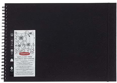 Derwent Sketch & Store - Carnet de Croquis A3 Paysage avec Dos Rigide, 56 Feuilles de Papier Non-Acide, Reliure Spirale, Qualité Professionnelle, 2102174