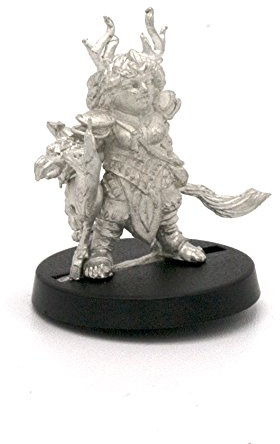 Stonehaven Dwarf Druid Miniature with Fox Companion - 27mm Lead-Free Pewter Figure, 28mm Scale, Unpainted, Made in USA
