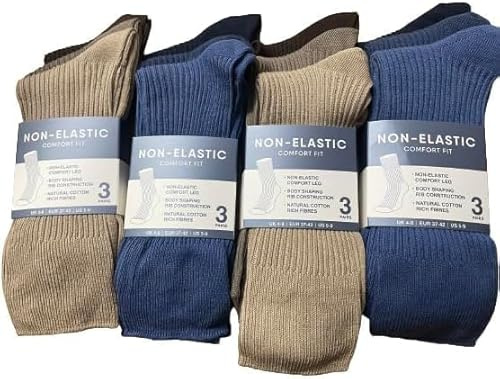 GRIDLOCK 12 Pairs Mens Extra Wide Comfort Fit Diabetic Socks Ideal For Poor Circulation Gents [SIZE 6-11 - ASSORTED DARKS]