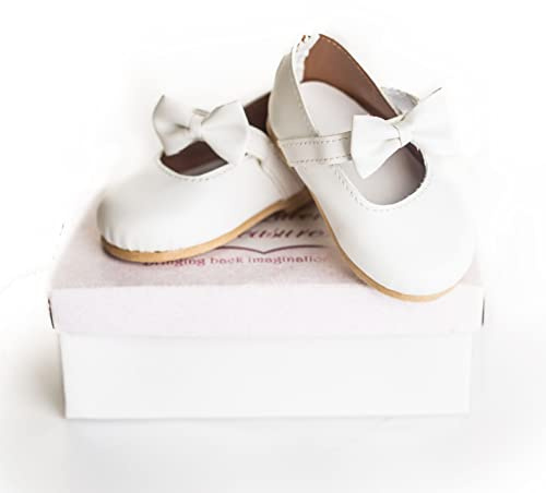 The Queen's Treasures 18 Inch Doll Clothing Shoes, White Dress Shoes with Bow Detail & Authentic Shoe Box, Compatible for Use with American Girl Dolls and Clothes