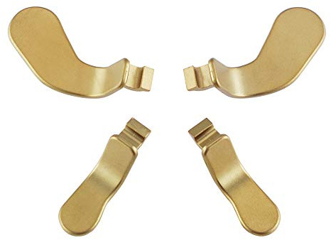 eXtremeRate 4 pcs Metal Gold Stainless Steel Paddles, Replacement Parts Video Games Accessories Kits Interchangeable Hair Trigger Locks for Xbox One Elite, Xbox Elite Seies 2 & Elite 2 Core Controller