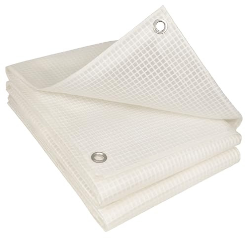 TERRE JARDIN Bâche de Protection, Extérieur Polyéthylène 160g/m² - Bâche Armée Imperméable, Ultra Résistante Découpable, Anti UV - Œillets Aluminium - Mobilier Serre Jardin - 4 x 5 - Translucide