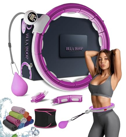 Active 100 Smart Weighted Hula Ring Hoops, Hula Circle Abnehmbarer Fitnessring mit 360 Grad Auto-Spinning Ball Massage, Gymnastik, Erwachsene Fitness für Gewichtsverlust (Lila)