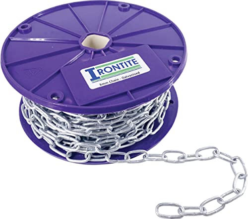 IRONTITE® Heavy Duty 3mm Metal Chain Link 1M - 30M Long, Hot Dipped Galvanised Chain for Long Lasting Weather Protection, Heavy Duty Chain to Suit A Variety of Uses. (1 Metre)