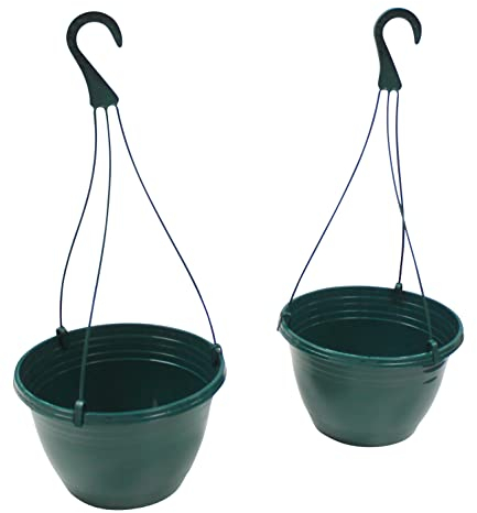 Kingston Tools 2-Pack Hanging Baskets Recycled Plastic Eco-Friendly 50cm Height Green Made in the UK Outdoors or Indoors Plants and Flowers