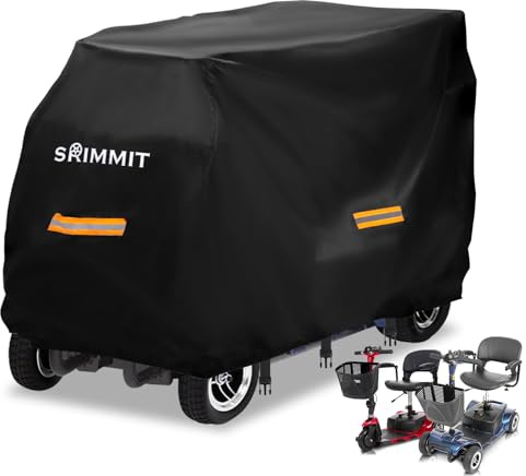 SRIMMIT - Funda de Almacenamiento para Scooter de Movilidad Mejorada, Resistente, Tela Oxford 420D, Impermeable, Anti-UV, Duradera con Tira Impermeable, Tiras Reflectantes, 3 Hebillas y Bolsa de