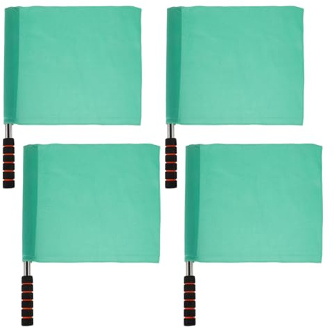 BESPORTBLE Referee Flags 4Pcs Set with Stainless Steel Poles and Ergonomic Sponge Handles Lightweight Cotton Cloth for Sports Matches Outdoor Football Linesman