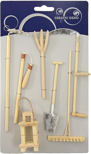 FADEDA 7 tarjetas de accesorios de cosecha/altura: 24 cm/pintadas a mano/figuras de belén fieles – Decoración de mesa de Navidad Belén Accesorios