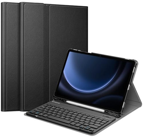 FINTIE Keyboard Case for Samsung Galaxy Tab S10 Lite/ S10 FE 2025/ S9 FE 10.9 Inch/ S9 11 Inch 2023 with S Pen Holder, Slim Stand Cover Detachable Wireless Bluetooth Keyboard, Black