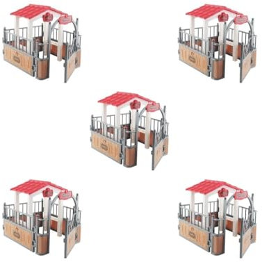 5 set Pferd Stall Modell Pferd Corral Fechten Zubehör für Layout Dekoration Braun und Grau