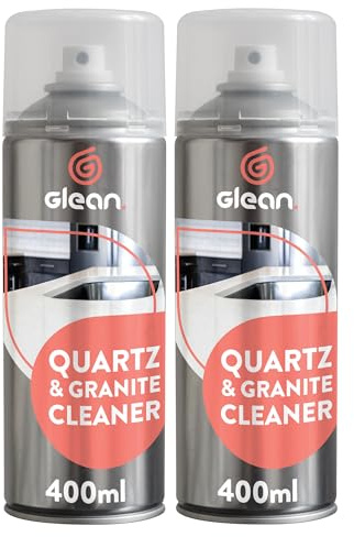 GLEAN Detergente al quarzo e granito, 2 x 400 ml, non abrasivo, detergente per piani di lavoro al quarzo, detergente per piani di lavoro in granito, detergente per cucina e piano di lavoro in schiuma