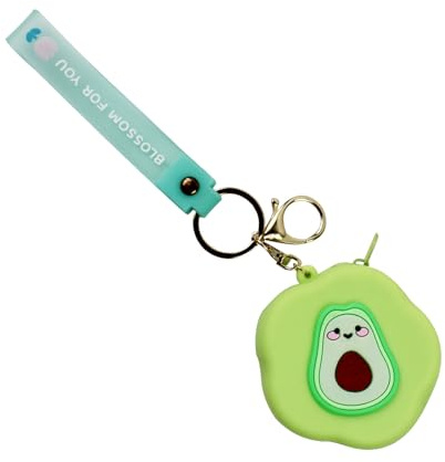 AfitLulu Porte-monnaie en silicone pour femme avec porte-clés et dragonne, étui de protection, casque portable, porte-monnaie avec fermeture éclair pour pièces de monnaie, écouteurs, anneaux, clés,
