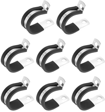 PATIKIL Pince de câble de 8/9 pouce, 8 paquets de pince métallique isolée en acier inoxydable 304 avec coussin en caoutchouc pour l'installation de tuyaux, câbles, fils et cordons
