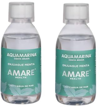 AQUAMARINA - Enjuague Bucal de Agua de Mar |100% Natural con Menta Japonesa | Refresca y Protege Encías y Dientes | (2 Botellas 250ml)