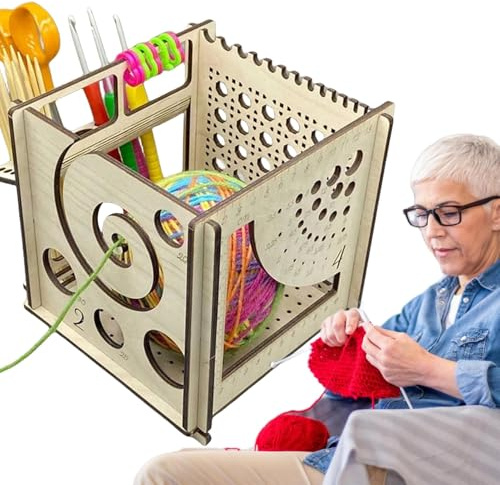 in legno per filati, scatole portaoggetti per ferri da maglia, multifunzionale, per uncinetto, accessori e forniture per uncinetto, supporto per lavori a maglia per gli amanti 'uncinetto