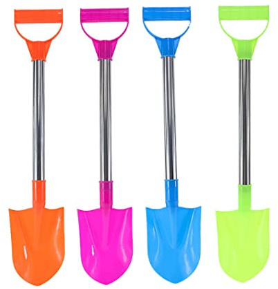Gcroet Pala de Arena para niños, Juguetes de Pala de excavación de Arena de Nieve de plástico con Mango de Acero Inoxidable, 4 Piezas de Color Aleatorio..