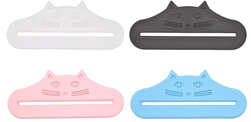 Lot de 4 presse-sachets de nourriture pour chat, dispositif à presser pour friandises pour chat, outil à presser pour collation liquide, grattoir pour sac à sauce, avec impression 3D motifs mignons