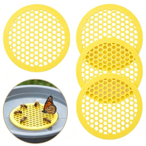 4 pcs Floating Bee Island, Bee Watering Station for Garden,Round Floating Bee Baths Pollinator Butterfly Waterer for Feeding Thirsty Pollinators Bath Garden Outdoor Drinking Feeder