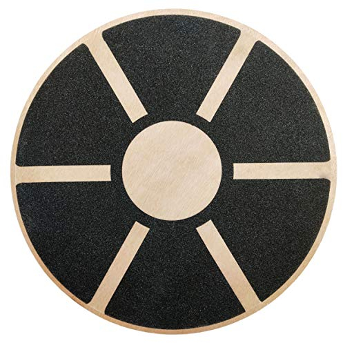 Signature Fitness Rutschfestes Holz Wobble Balance Board Core Trainer 39,5cm Durchmesser mit 360 Drehung für Stabilitätstraining, Schwarz