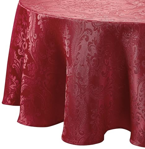 Elrene Home Fashions Mantel Damasco, poliéster, Rojo, 60 x 84 Pulgadas, Ovalado