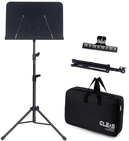 GLEAM Sheet Music Stand Lightweight with Carrying Bag - Iron Panel, Portable for Children Dual Use Desktop Book Stand